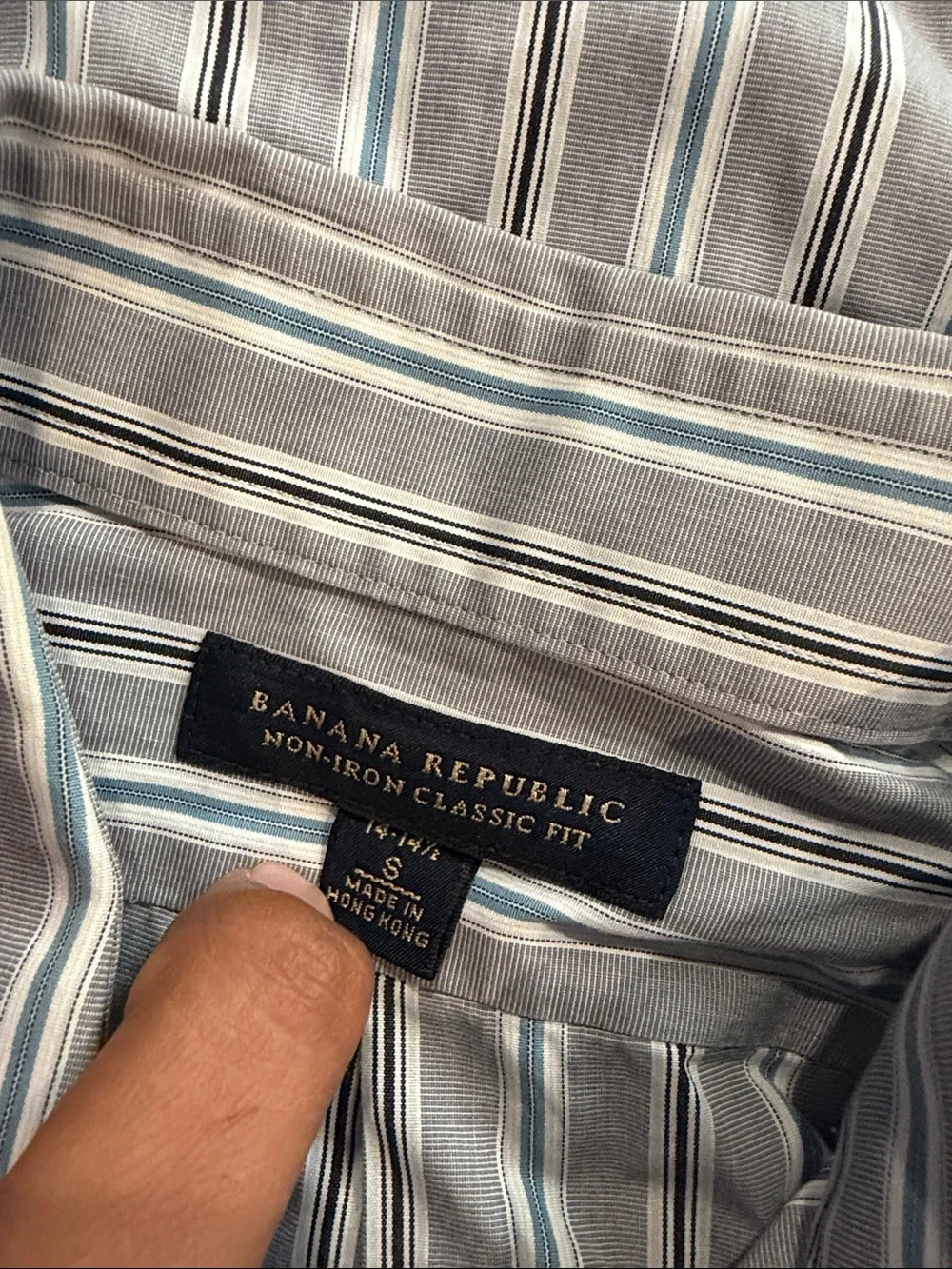 Men's Long-Sleeve Striped Button-Down Shirt - Gray/White